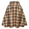 IDEALSANXUN Plaid Skirts for Women Fall Winter High Waisted A Line Pleated Maxi Midi Skirt, Light Brown, XXL view 1
