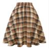 IDEALSANXUN Plaid Skirts for Women Fall Winter High Waisted A Line Pleated Maxi Midi Skirt, Light Brown, XXL view 2