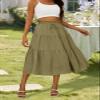 Anbech Midi Skirt for Women Elastic High Waist Pleated Summer Casual Skirts (XL, Army Green) view 3