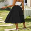 Anbech Midi Skirt for Women Elastic High Waist Pleated Summer Casual Skirts (L, Black) view 2
