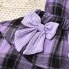 Fall Baby Clothes For Girls 6-9 Months Winter Outfits Long Sleeve Cute Ruffle Romper Baby Girl Plaid Skirt Bow For Girls Headband 3 Pieces Set Purple 6-9 Months view 4