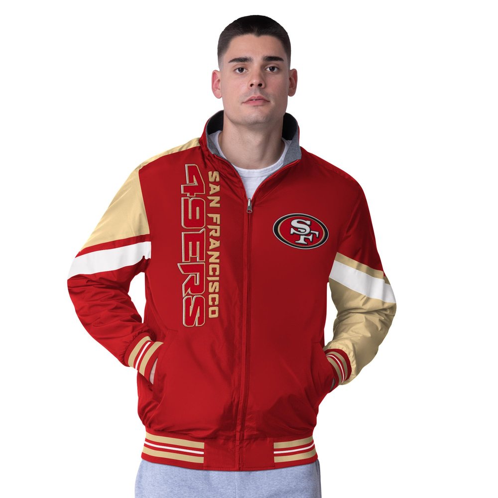 G-III Sports Men's Scarlet/Heather Gray San Francisco 49ers Strong Arm Reversible Full-Zip Jacket