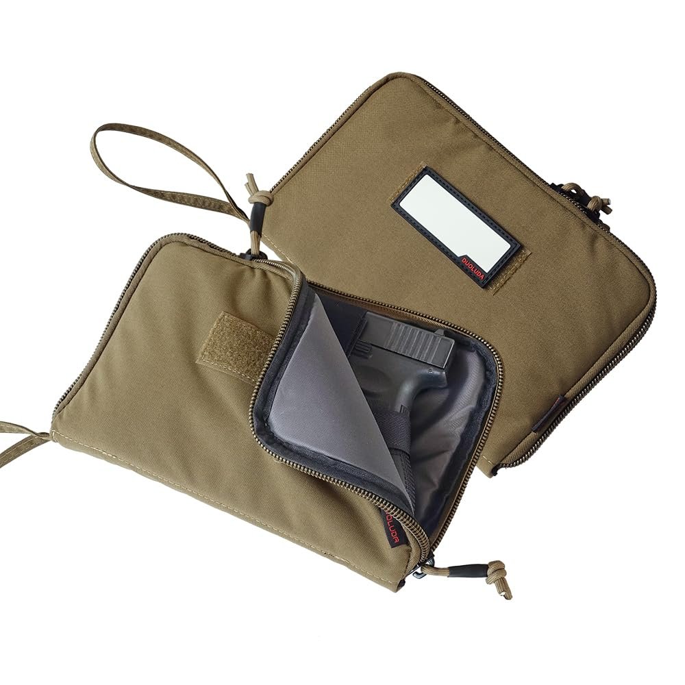 DUOLUDA 2-Pack Soft Pistol Cases Handgun Case Soft Pistol Rug Case Tactical Handgun Storage Pouch with for Hunting Shooting Range Sports Home storage3 of ID Patches Included (Khaki)