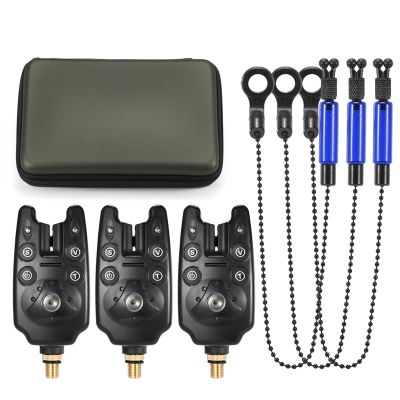 BSEWO Fishing Bait Swinger, Chain Alert Swinger Fishing Bite Alarms Chain Alert Swinger Set Digital Fishing Alarm Kit Led Alarm Indicator Alert Fishing Swinger Fishing Tackle with Zippered Box