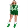 Winnrchan Christmas Candy Cane Costume Women Striped Sequins Jumpsuit Dance Unitard Xmas Party Green 3X-Large view 1