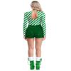 Winnrchan Christmas Candy Cane Costume Women Striped Sequins Jumpsuit Dance Unitard Xmas Party Green 3X-Large view 2