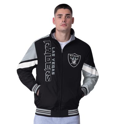 G-III Sports Men's Black/Heather Gray Las Vegas Raiders Strong Arm Reversible Full-Zip Jacket