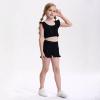 Girls Training Bra Cute Ruffle Sports Bra for Kids Scoop Neckline Fitness Yoga Bra Strap Crop Top Bright Black view 3