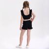 Girls Training Bra Cute Ruffle Sports Bra for Kids Scoop Neckline Fitness Yoga Bra Strap Crop Top Bright Black view 4