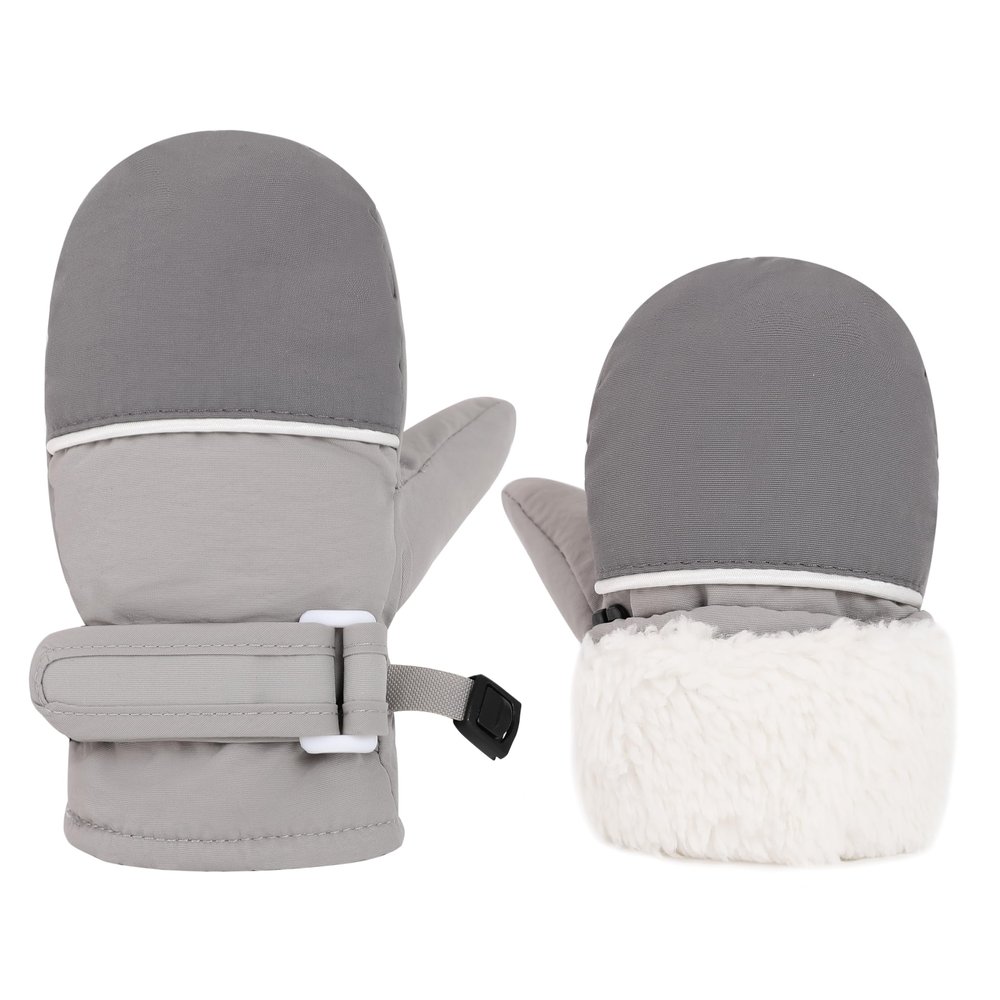 Urban Virgin Infant Baby Toddler Kids Winter Mittnes Lined Fleece Warm Waterproof Ski Snow Gloves For Boys Girls GreyMxied 6-24 Months