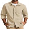 PJ PAUL JONES Casual Shirts for Men Waffle Texture Wrinkle Free Shirt Black Button up Shirt with Pockets view 1