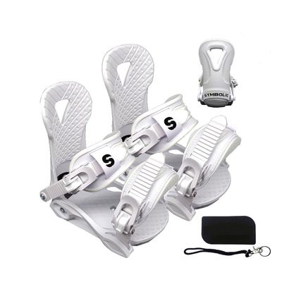 Symbolic 2025 Quick-Ratchit Snowboard Bindings & Stomp Pad & Leash & Disc's & Screws Fits Most Boots 12c-2kids (White, XXS Toddler 12c-2Kid)