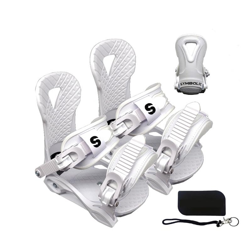 Symbolic 2025 Quick-Ratchit Snowboard Bindings & Stomp Pad & Leash & Disc's & Screws Fits Most Boots 12c-2kids (White, XXS Toddler 12c-2Kid)