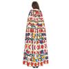 WHJSHOP Halloween Adult Hooded Cape for Parties and Costumes - Easy Care Runner Swedish Dala Horse Folk Pattern view 4