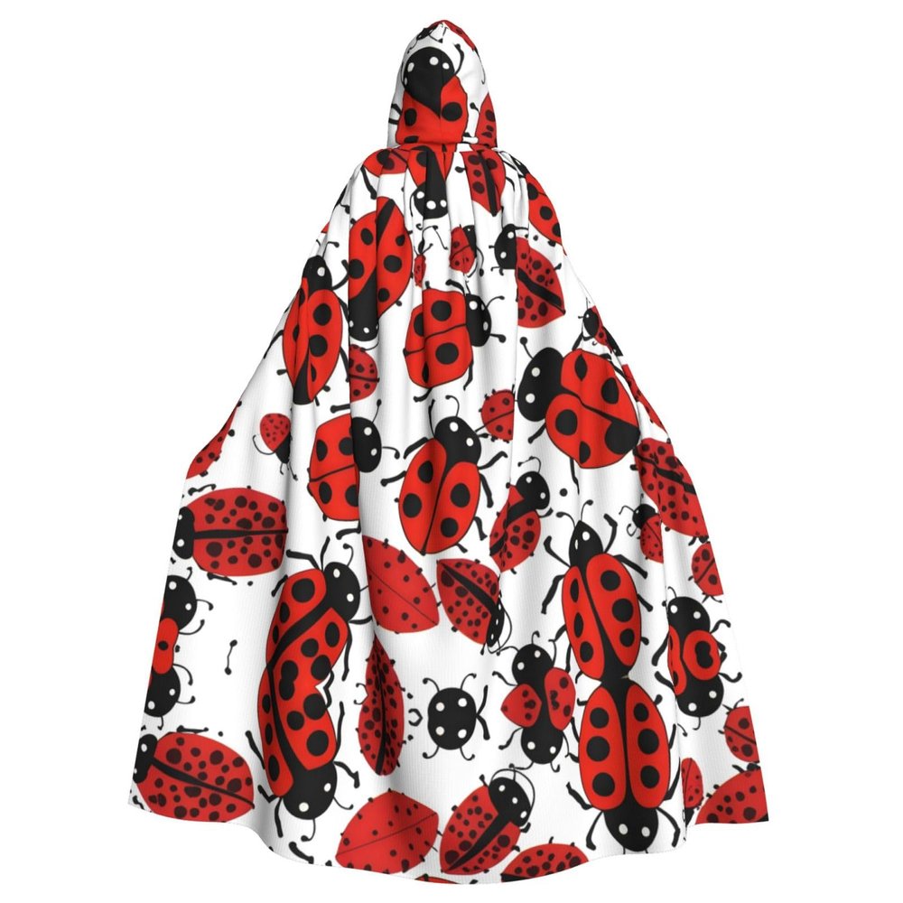 WHJSHOP Halloween Adult Hooded Cape for Parties and Costumes - Easy Care Ladybugs Pattern Infinite Speckled Pattern