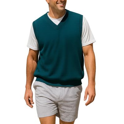 Akwa Mens V-Neck Golf Vest Lightweight Waterproof Pullover Sweater Wind-Resistant Layer Made in USA Performance Outerwear
