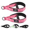 GLMMIR Pilates Double Loop Straps for Pilates Reformer, Fitness Metal D Ring Straps Handle, Pilate Accessories Yoga Wristbands Exercise Straps for Gym Home Workout 2PCS - Pink with Handle view 1