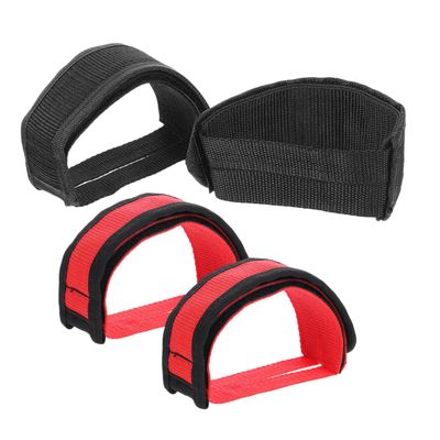 TOGEVAL 4pcs Adjustable Bike Pedal Straps Bicycle Pedal Toe Straps Exercise Bike Belts Footrest Traction Nylon Material
