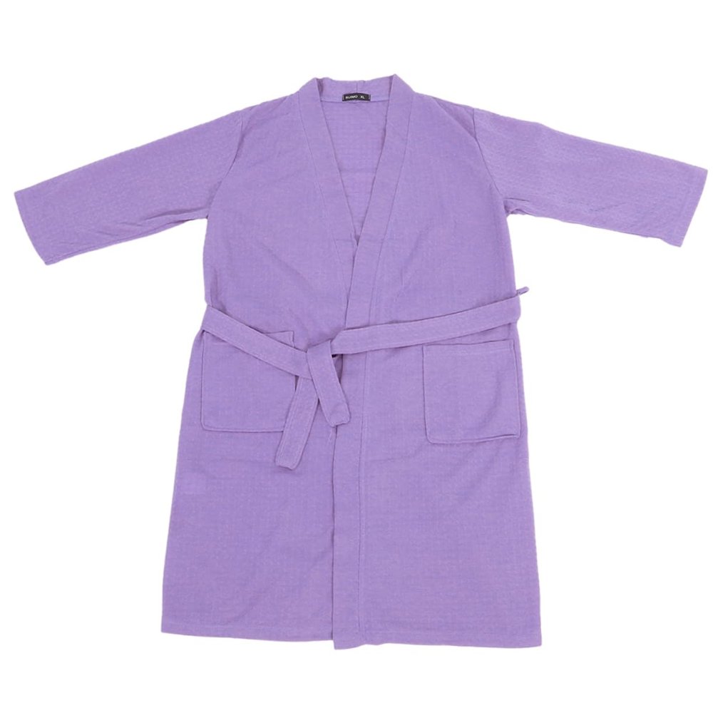 ANDRESLAD Spa Robe Gown Long Waffle Bathrobe Hood Absorbent Spa Robe Dressing Gown for Home and Travel