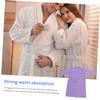 ANDRESLAD Spa Robe Gown Long Waffle Bathrobe Hood Absorbent Spa Robe Dressing Gown for Home and Travel view 4