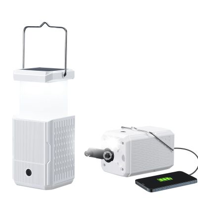 2 Pack Camping Lantern Rechargeable, Hand Crank & Solar Camping Lights with USB Output, Tent Lights for Camping, Portable Camp Lamp, Camping Hurricane Home Power Failure Essentials (White, 2 Pack)