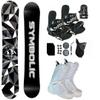 Symbolic Platinum Kids 2025 Snowboard & Bindings & Choice Boots Complete Package Set (BLK Bindings+ White Blem Boot 4.5, 110cm Rocker Snowboard) view 1