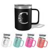 Initial Insulated Coffee Mug W Handle, Monogrammed Gifts for Women, 15 oz Coffee Mug w/Lid, Iced Coffee, Hot Chocolate Tumbler w/Lid Personalized Christmas, Birthday Gifts for Her (Black, C) view 1