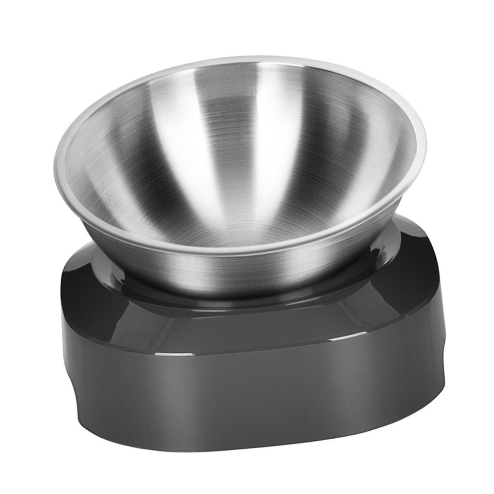 BESPORTBLE 1pc Stainless Steel Adjustable Cat Feeding Bowl Tilted Design for Comfortable Eating Easy to Pet Food Container for Cats and Dogs