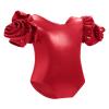 AFAVOM Gymnastic Leotard for Girls Ballet Dance Metallic Leotard 3D Flower Short Sleeve Bodysuit Toddler Sparkly Shiny Jazz Dancewear Jumpsuit Yoga Acrobatic Athletic One Piece Leotard Red 3-4 Years view 2