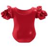 AFAVOM Gymnastic Leotard for Girls Ballet Dance Metallic Leotard 3D Flower Short Sleeve Bodysuit Toddler Sparkly Shiny Jazz Dancewear Jumpsuit Yoga Acrobatic Athletic One Piece Leotard Red 3-4 Years view 3