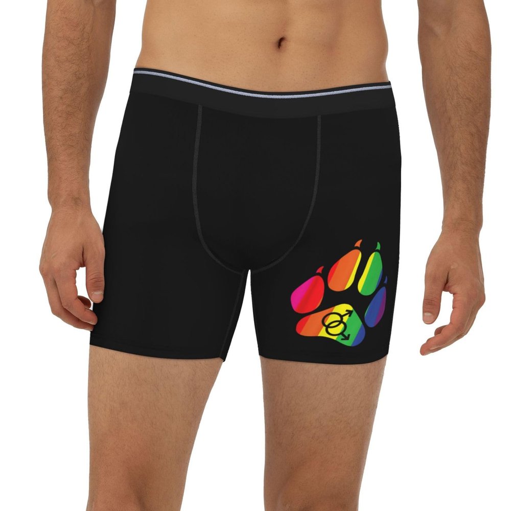 OJANIPREL Furry Pride Men's Boxer Brief Underwear Black