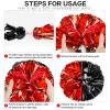 4Pcs Upgraded 12inch Metallic Cheerleading Pom Poms, HOLENGS Cheerleader Pompoms Cheer Poms for Kids Adults, Cheering Squad Pompoms for School Sports Games Dance Party (Black + Red) view 4