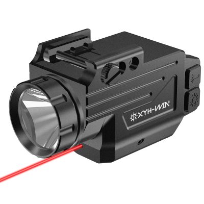 XYH-Win Aluminum 1000 Lumens Red Laser Light Combo with Strobe Function for Glock/SIG Pistol, Tactical Flashlight Laser Sight Fits for Picatinny Rail & Full Compact Rail, USB Magnetic Rechargeable