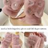 Women Convertible Flip Top Mittens Winter Plush Fingerless Gloves Windproof Warm Half Finger Mittens 1 Pair view 3