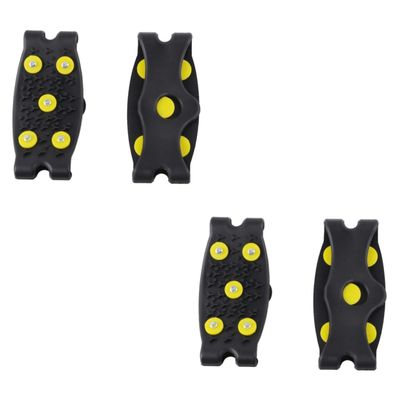 Yardenfun 2 Pairs Flexible Overshoes 5 Silicone Crampon Cleats Ice Traction Shoes Cover for Winter Anti-Spikes Grip Black