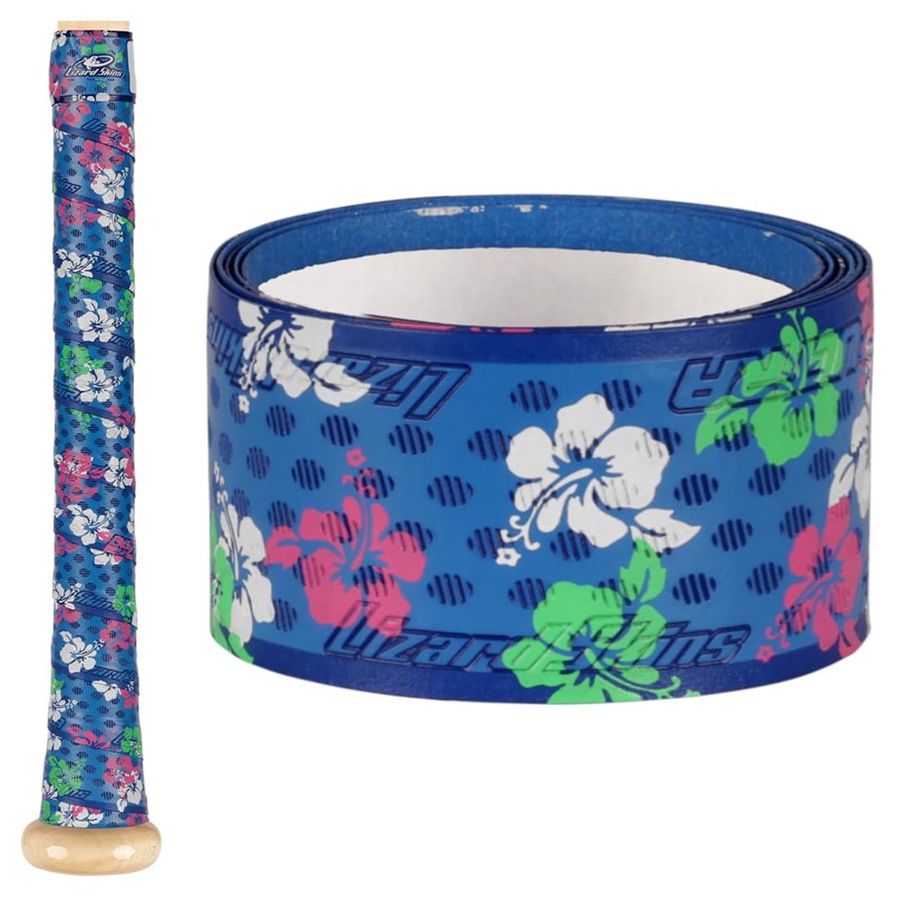 Lizard Skins DSP Ultra Outburst Baseball Bat Grip - 0.5mm 1.1mm Next-Gen Durasoft Polymer Bat Tape (Blue Floral, 0.5mm)