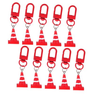 BRIGHTFUFU 10pcs Traffic Cone Keychain Pendant Resin Road Block Charms for Accessories Fun Party Goodie Bag Fillers for All Ages and Occasions