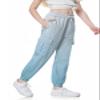 SANGTREE Girl's Cargo Pants Elastic Waist Drawstring Multi Pockets Loose Tapered Cargo Jogger Pants,Ombre Blue,13-14 Years Big Kid = Tag 170 view 4