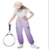 SANGTREE Girl's Cargo Pants Elastic Waist Drawstring Multi Pockets Loose Tapered Cargo Jogger Pants,Ombre Purple,6-7 Years Little Kid = Tag 130 view 2
