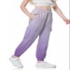 SANGTREE Girl's Cargo Pants Elastic Waist Drawstring Multi Pockets Loose Tapered Cargo Jogger Pants,Ombre Purple,6-7 Years Little Kid = Tag 130 view 4