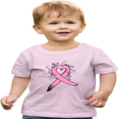 Go All Out 3T Light Pink Toddler Cute Script Breast Cancer Awareness Ribbon Toddler T-Shirt