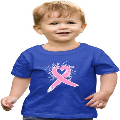 3T Royal Toddler Cute Script Breast Cancer Awareness Ribbon Toddler T-Shirt