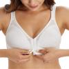 DotVol Women's Full Figure Front Closure Wirefree Jacquard Back Support Posture Bra(White,38DD) view 1