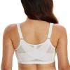 DotVol Women's Full Figure Front Closure Wirefree Jacquard Back Support Posture Bra(White,38DD) view 2