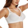 DotVol Women's Full Figure Front Closure Wirefree Jacquard Back Support Posture Bra(White,38DD) view 3