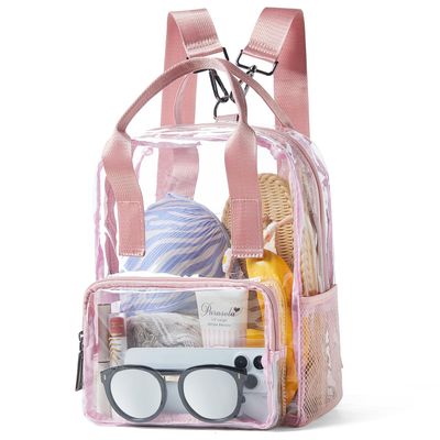 Bluome Clear Bag For Stadium Events 12612 Clear Stadium Bag Backpack Tote for Concert Approved Sports,Light Pink