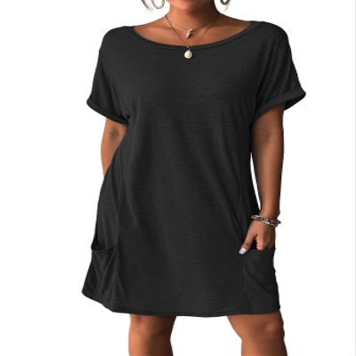 AI'MAGE Women's Beach Bathing Suit Cover Up Short Sleeve Swimsuit Coverup Swimwear Bikini T Shirt Dress with Pockets