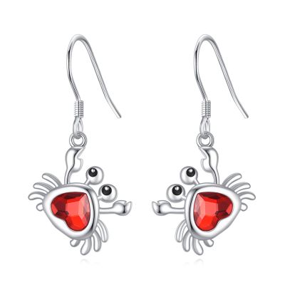 JBAERD Crab Earrings 925 Sterling Silver Crab Pendant Dangle Drop Earrings Ocean Animals Jewelry Gifts for Beach Party Charms