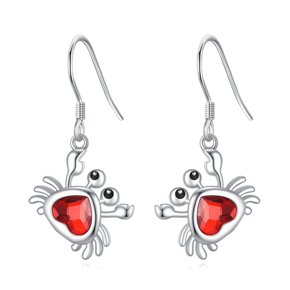 JBAERD Crab Earrings 925 Sterling Silver Crab Pendant Dangle Drop Earrings Ocean Animals Jewelry Gifts for Beach Party Charms