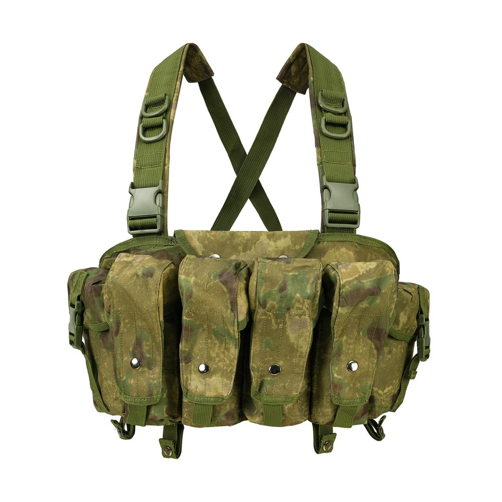 HRTACPAG Tactical Chest Rig for Airsoft - AK Chest Rig -Adjustable Tactical Outdoor Hunting Chest Rig with Mag Pouches Ruin Camo